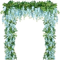 2Pcs 6Ft/Piece Artificial Flowers Silk Wisteria Garland Artificial Wisteria Vine Hanging Flower Greenery Garland for Home Outdoor Garden Wedding Arch Floral Decor (Pink)