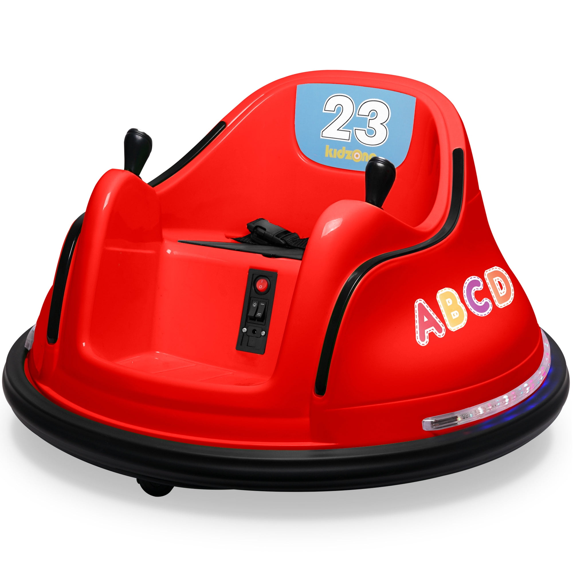 Kidzone DIY Race #00-99 6V Kids Toy Electric Red Ride On Bumper Car Vehicle Remote Control 360 Spin ASTM-Certified