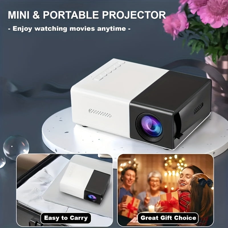 A 1080P Mini LED Projector, Compact And Portable, Suitable for Outdoor And Home Use, Supports 1080P HD Resolution, Local 240P, Compatible with Android, Ios, Windows, Etc., Supports USB Power Supply