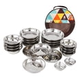 thumbnail image 1 of Bearachild Juego de vajilla de 22 piezas con bolsa de almacenamiento, placas de acero inoxidable resistentes al desgaste, herramientas de cocina redondas Cocina y Comedor Bearachild HA066375-00, 1 of 6