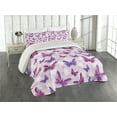 thumbnail image 2 of Ambesonne Hippie Quilted Coverlet 3 Pcs, Butterflies Colors, King Size, Pink Purple, 2 of 4