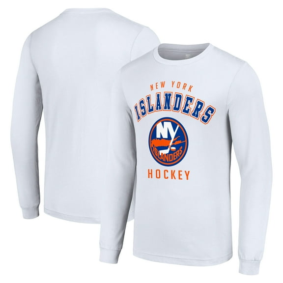 Men's Starter White New York Islanders Logo Long Sleeve T-Shirt