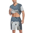 thumbnail image 3 of joogoo Men's Pajama Set Bear in Winter V-Neck Pj Shorts Set 2 Piece Loungewear Sleepwear XXL, 3 of 7