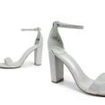 thumbnail image 4 of Women's High Chunky Heel Sandals Ankle Strap Open Toe Platform Pump Sandal Shoes Hi-Chunk Silver/Glitter Size 9, 4 of 6
