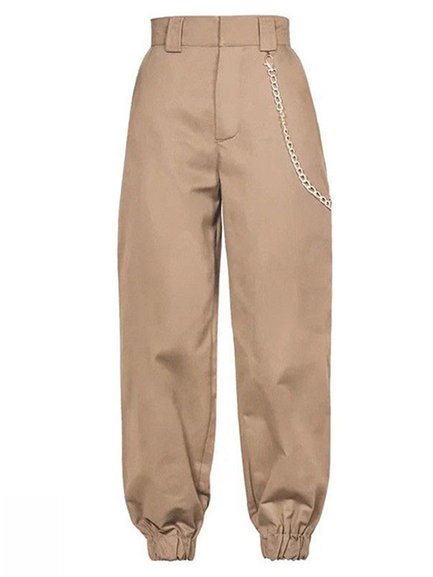 high waisted cargo pants with chain