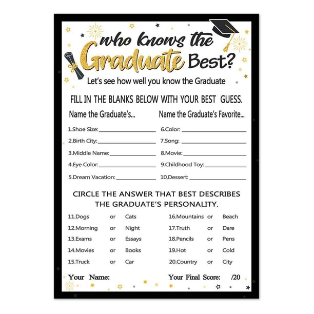 Promotion!Tarjeta de juego para fiesta de graduados, suministros para fiestas, decoración, tarjeta de felicitación de papel