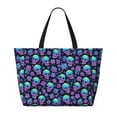 thumbnail image 2 of KLL Skull daisy Gradient Print Large Beach Tote Bag Women Waterproof Sandproof Zipper Beach Tote Bag for Pool Gym Grocery Travel with Wet Pocket, 2 of 7