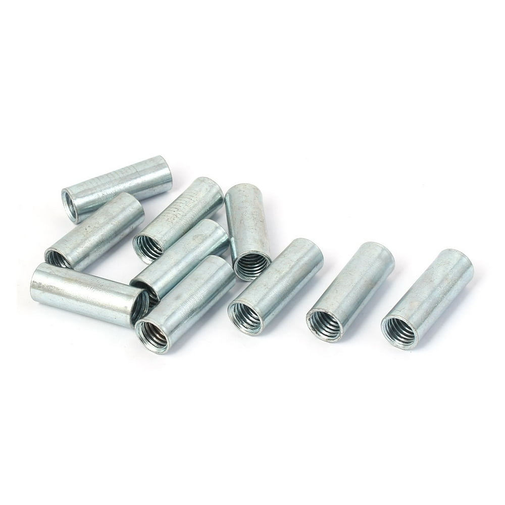 M10 Female Thread Rod Bar Stud Metal Round Coupling Connector Nuts 10