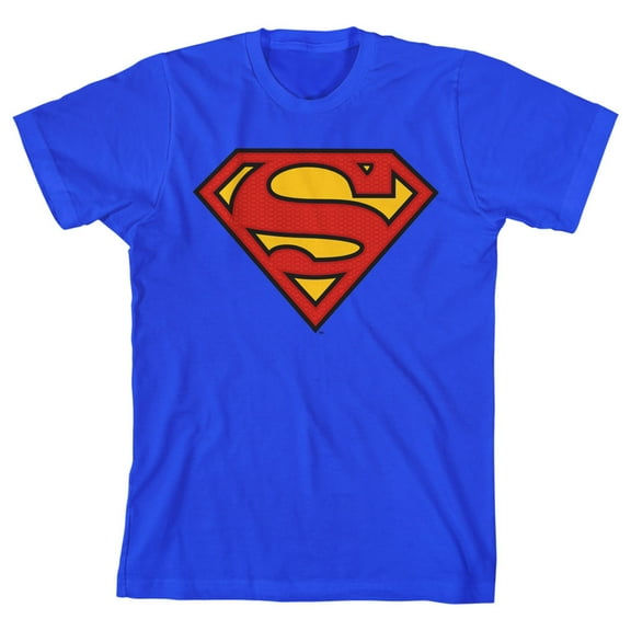 Superman Logo Boy's Royal Blue T-shirt-Large