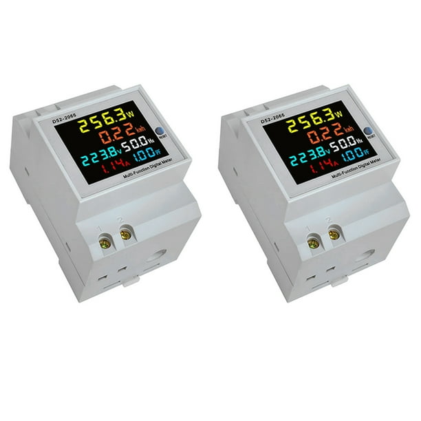 2X Monitor de CA de Riel DIN 6IN1 250-450V 100A Factor de Potencia de Corriente de Voltaje Medidor de Frecuencia de Energía Eléctrica KWH VOLT AMP