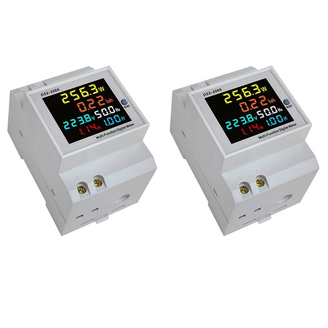 2X Monitor de CA de Riel DIN 6IN1 250-450V 100A Factor de Potencia de Corriente de Voltaje Medidor de Frecuencia de Energía Eléctrica KWH VOLT AMP