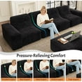 thumbnail image 3 of 143.7'' Modular Sectional Sofa, Oversized Boneless Couch, Sparkling Chenille L-Shaped Couch with Curved Backrest, 5-Seater Deep Seat Convertible Couches for Living Room, Apartment, Black, 3 of 9