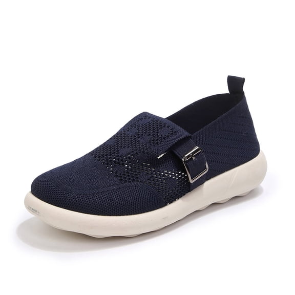 Rexoro Women's Slip-On Flats Breathable Knit Lightweight Comfortable Daily Casual Walking Shoes Navy 8