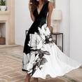 thumbnail image 2 of Women's Floral Print V Neck Sleeveless Summer Dress Casual Beach Waistband Flowy Comfortable Stylish Fashion, 2 of 2