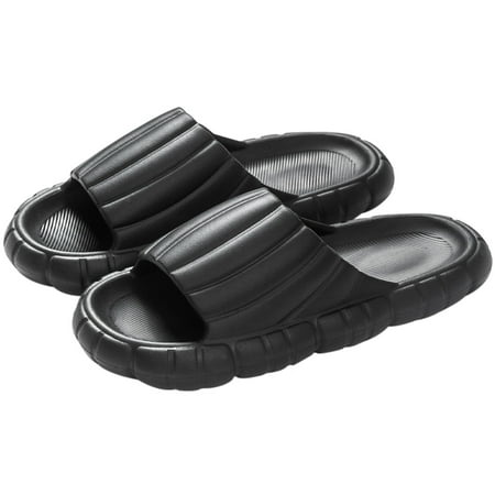 

Mens Slippers Men And Women Slippers Bathroom Home Slippers Solid Color Flat Bottom Home Sandals Slippers for Men Pvc Black 40-41