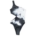 thumbnail image 3 of Fvwitlyh Modest Swimwear For Women Women Print Colorblock Ruffle One Shoulder Waist Cutout Bikini Swimsuit, 3 of 4