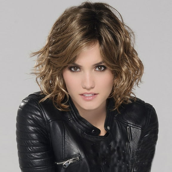 MVNSFEW Curly Lace Front Wig Human Fashionable and fashionable women's silver white short straight hair wig