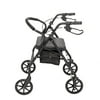Winado Medical Aluminum Rollator Walker Fold Up and Removable Back Support Padded Seat Height adjustable,Black