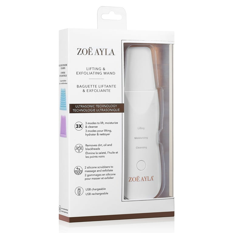 Zoe Ayla Ultrasonic Exfoliating Wand, Cleansing Skin Scrubber, 4