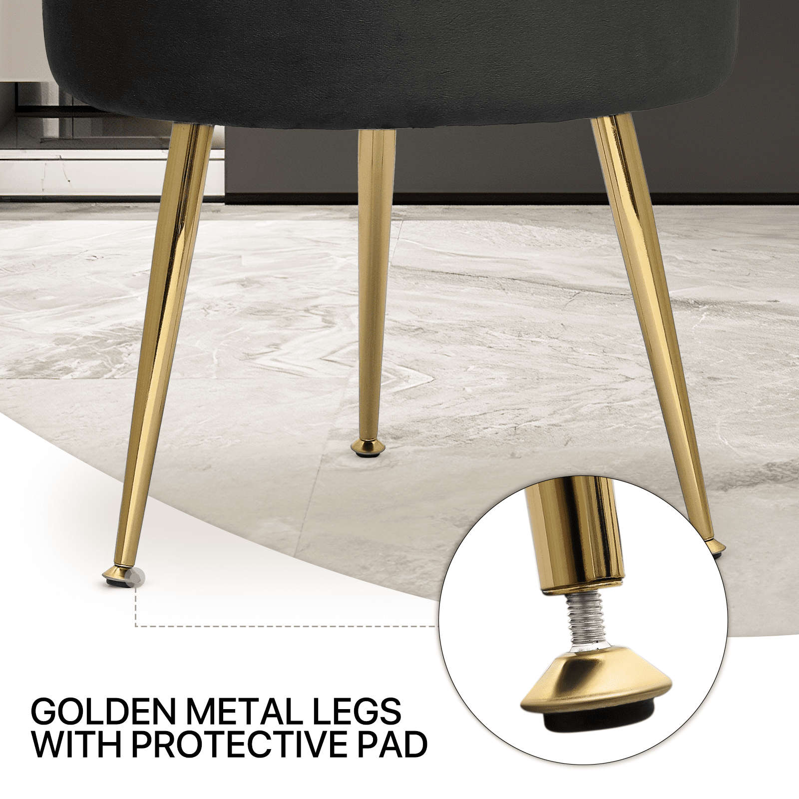 MoNiBloom Velvet Vanity Stool for Makeup Room Bedroom Modern Foot