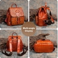 thumbnail image 2 of Women's Classic Crocodile Print Backpack Genuine Leather Top Handle Bookbag Large Capacity Casual Daypack, 2 of 7