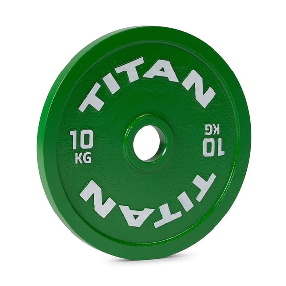 Titan Fitness 10 KG Olympic Calibrated Steel Powerlifting Plate, Machine Precision Steel Discs, Sold Individually