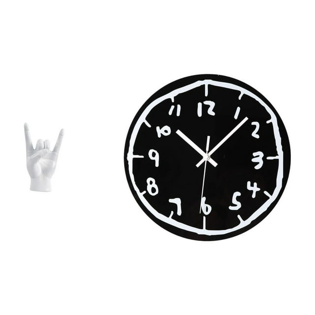 Set de estatuas de gestos de rock, figuras de manos y dedos con gestos de música rock, reloj de pared silencioso sin , escultura decorativa mode