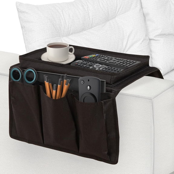 TV Remote Holder Couch Sofa Arm Tray Remote Control Holder Couch Arm Table For Arms 5 to 6 Inches Wide. Couch Arm Caddy, Sofa Armrest Organizer Remote Control Organizer, Remote Caddy With 6 Pockets