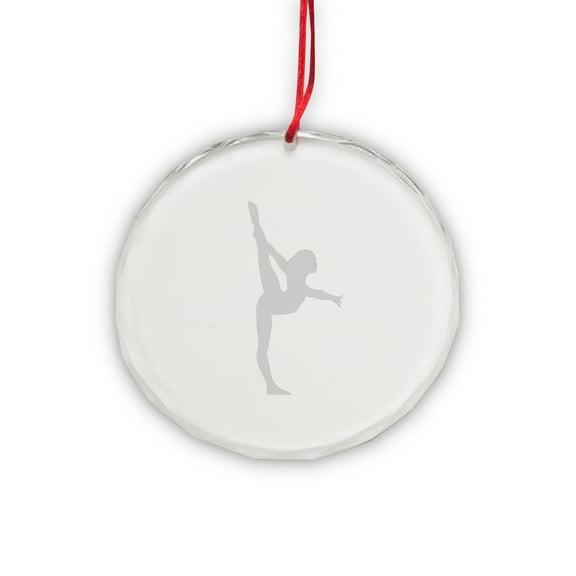 Gymnast Round Crystal Deep Etched Ornament