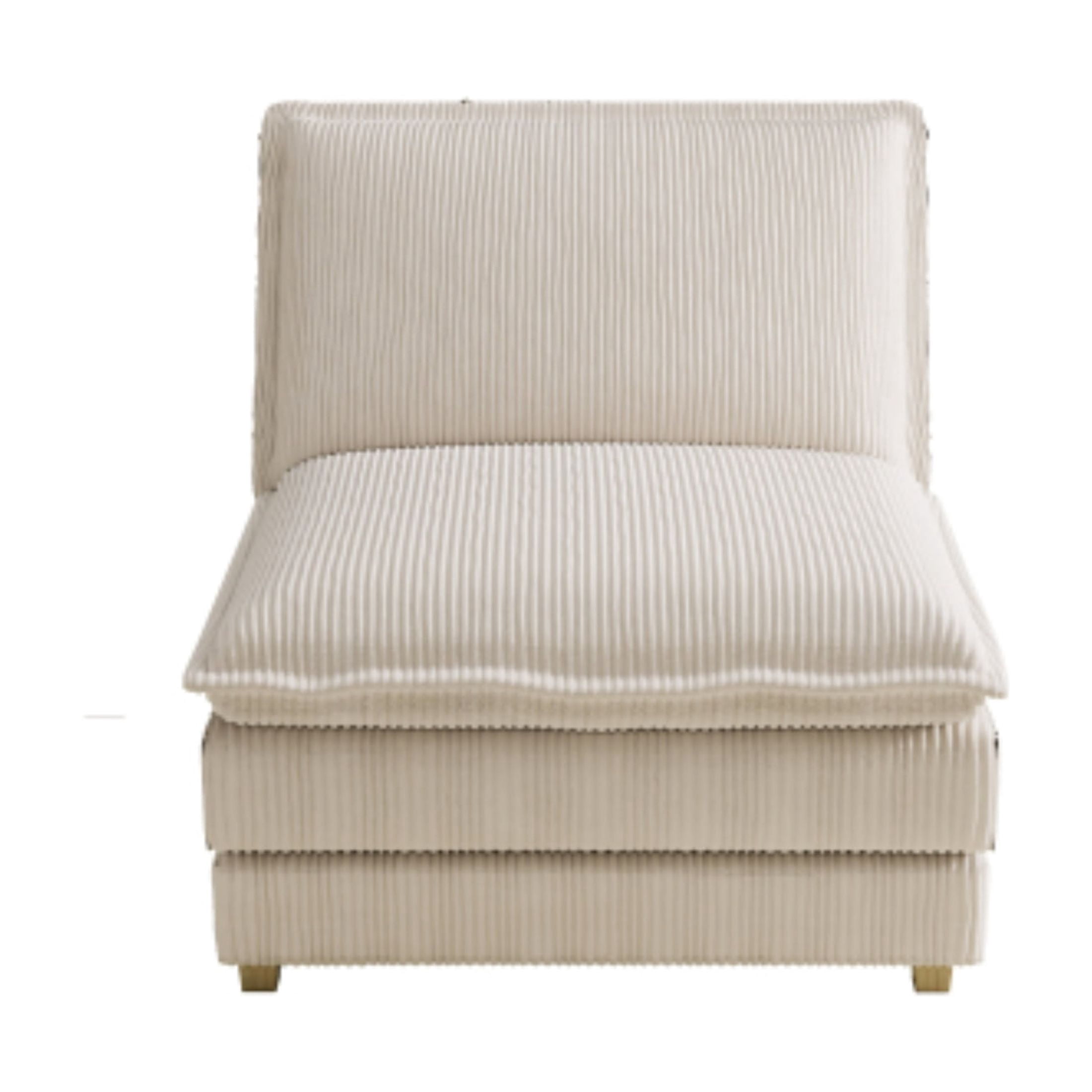 Vinform Upholstered Armless Sofa Chair, Compose 2/3/4 Seat Couch, Beige