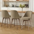 thumbnail image 2 of ANMINY 26" Counter Height Swivel Bar Stools Set of 1, Upholstered Linen Fabric Modern Chairs w/ Large Seat Mid-Back Wood Legs Island Stools Home Kitchen Pub Barstools, Blue, 2 of 12