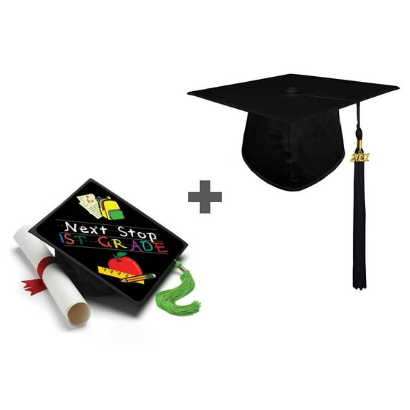 Elementary Graduation Cap - Next Stop First Grade Tassel Topper Grad Cap Charm