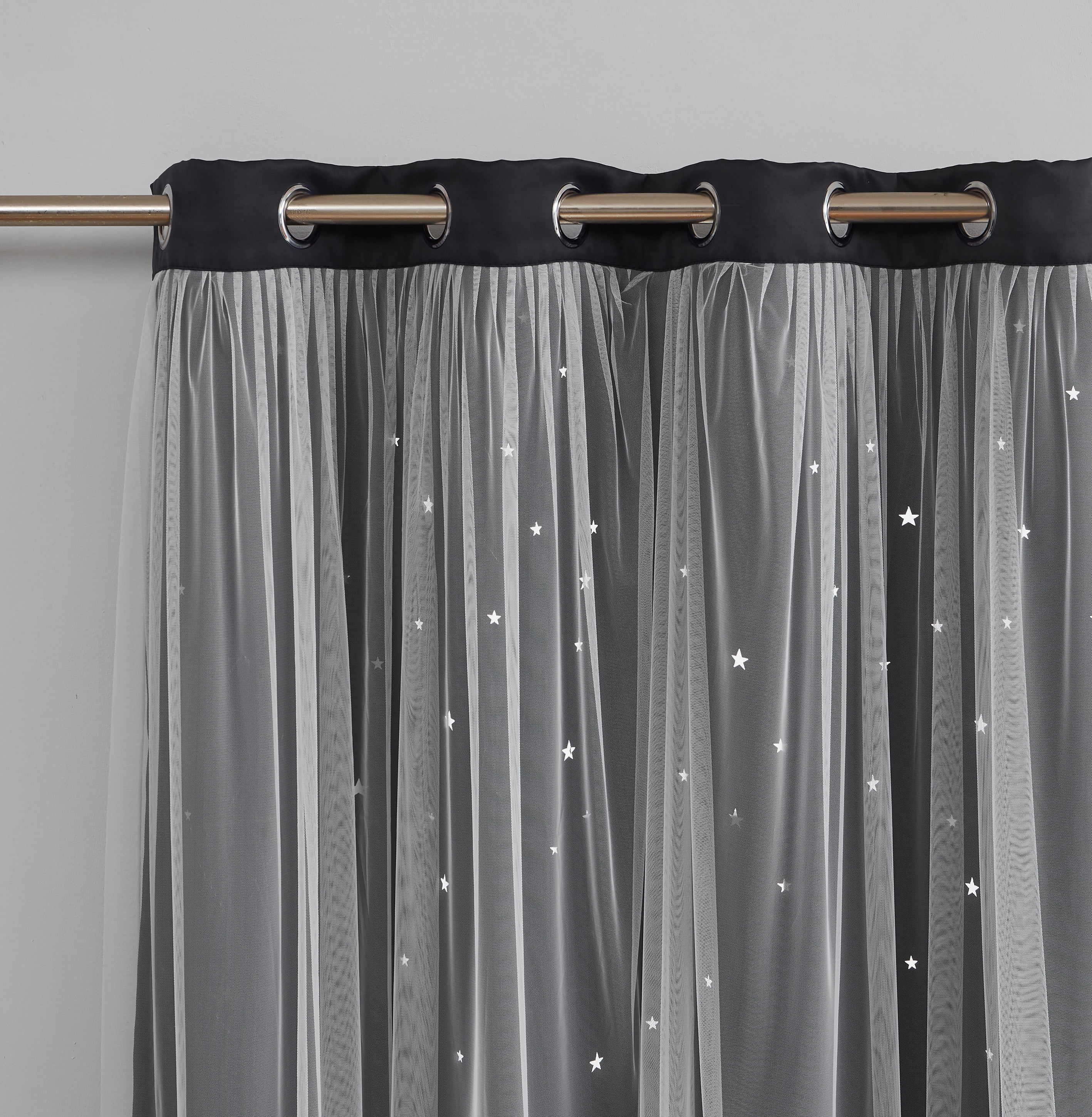Star Cut-out Blackout Window Panel Pair Charcoal 50x84X2