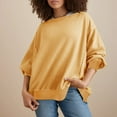 thumbnail image 2 of Patlollav Womens Round Neck Loose Soild Long Sleeve Sweatshirts, 2 of 6