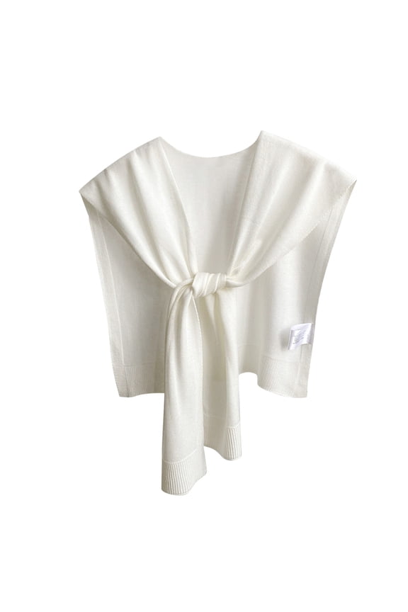Sweater Shawl Wraps for Womens Solid Color Knitted Knotted Casual Travel Scarf Wrap Cape Fashion Shoulder Tops Spring and Fall Shirt Shawl White