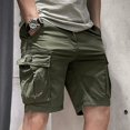 thumbnail image 4 of Pantalones cortos cargo para hombre, de color caqui, lisos, con cordón, estilo coreano, holgados, con cintura elástica, para verano, Y2k, 4 of 5