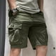 thumbnail image 4 of Pantalones cortos cargo para hombre, de color caqui, lisos, con cordón, estilo coreano, holgados, con cintura elástica, para verano, Y2k, 4 of 5