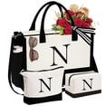 thumbnail image 1 of YOOLIFE Bolsa de lona con inicial y bolsa de maquillaje, regalos de cumpleaños personalizados para mujeres, mamá, hija, hermana, amigas, maestra, regalos de boda para dama de honor, 1 of 5