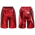 thumbnail image 5 of Haitryli Girls Metallic Shorts Jazz Street Dance Shorts Shiny Dance Hot Short School Stage Show Red 110, 5 of 6