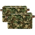thumbnail image 2 of Storage Basket Green Military Camouflage Storage Bin with Handle , Large Storage Cube Collapsible for Shelves Closet Bedroom Living Room 2PCS Decor Gifts, 2 of 7