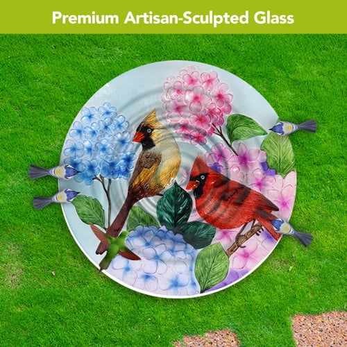 Briarwood Lane Perched Cardinals Glass Birdbath