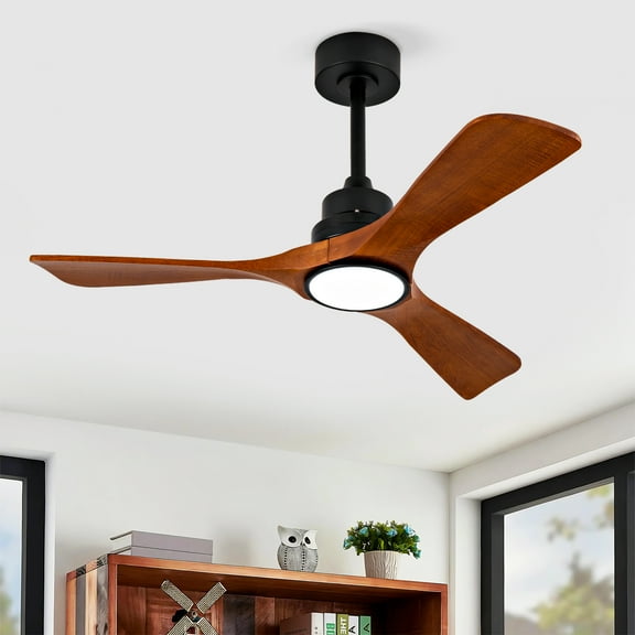 imerelez New Model 42 Inch Ceiling Fans With Lights and 3 Solide Wood Blades, 6 Speed Remote,Reversible DC Motor, Ceiling Fan with Remote For Bedroom, Living room, Study room