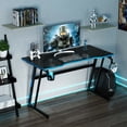 thumbnail image 3 of Gymax 47.5'' Gaming Desk Z-Shaped Computer Office Table w/Gaming Handle Rack Blue, 3 of 10