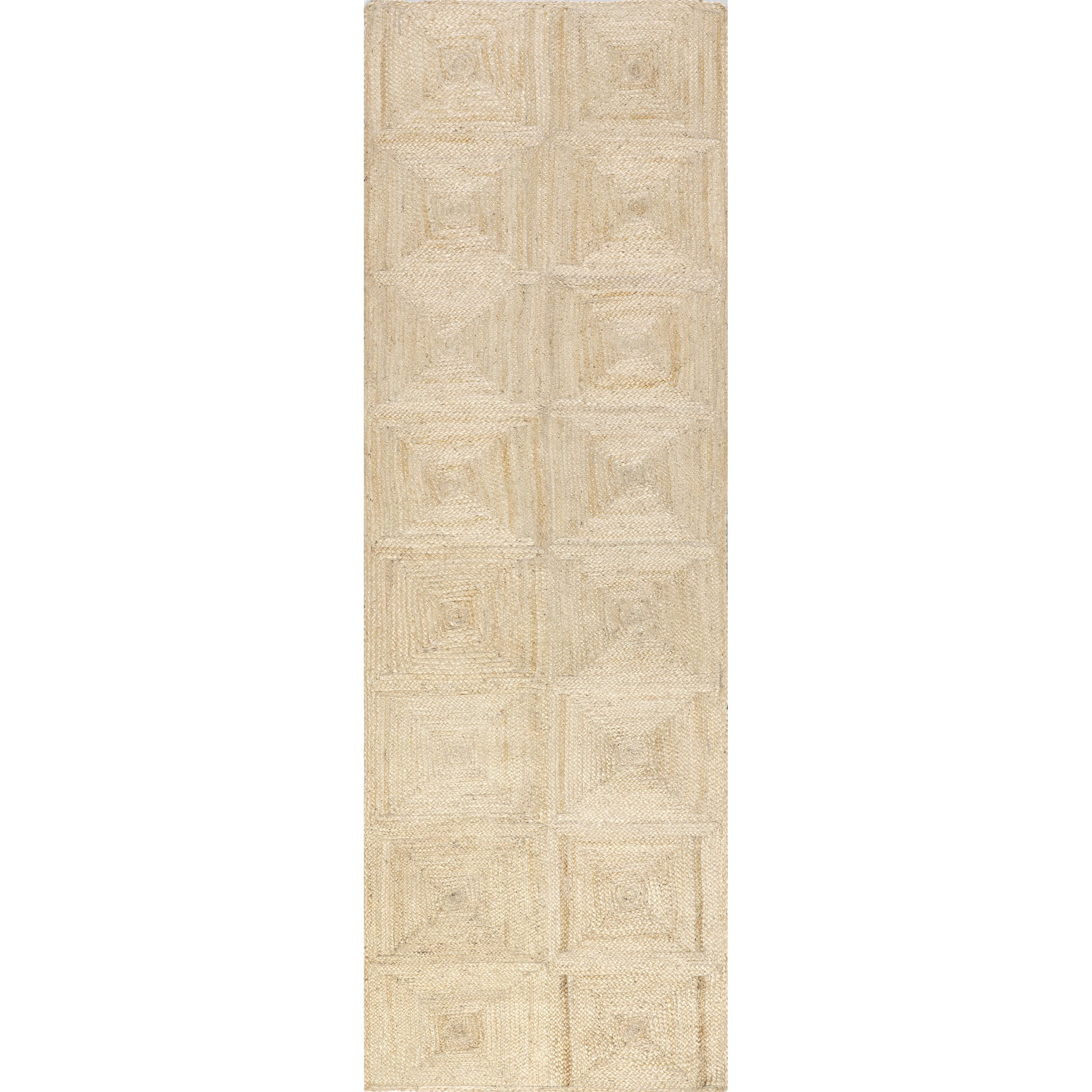 Rugs USA Juniper Tiled Jute Area Rug, 2' 6" x 8', Runner, Christie Ivory
