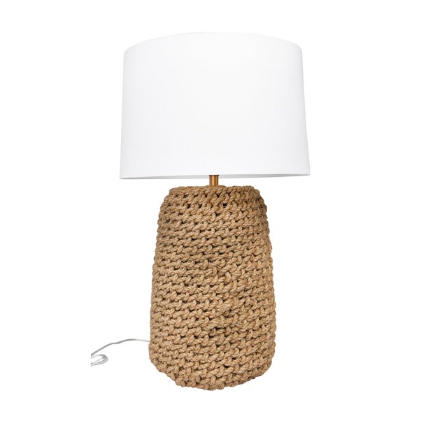 3R Studios Woven Jute Table Lamp with Linen Shade