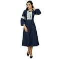 thumbnail image 5 of Bimba Women's Retro Style Denim Dress Mid-Calf Boho Dress With Lace Detail, 5 of 8