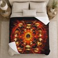 thumbnail image 5 of Overhead drum cymbal mandala black red gold Flannel Blanket for bedroom music room studio living room drummer Home Decor explosive rhythm art Gift for musicians, 5 of 9