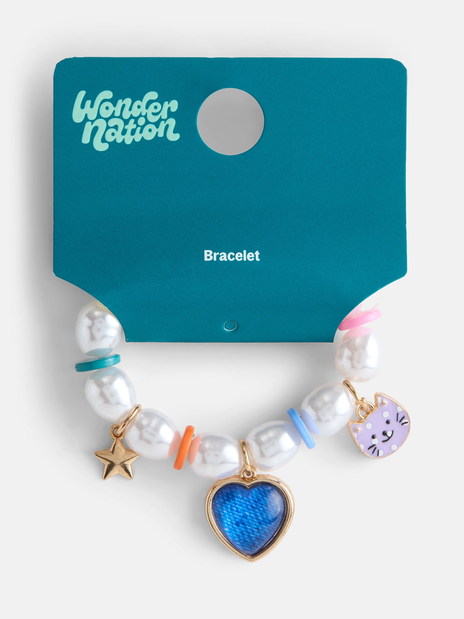 Wonder Nation Girls 1 Piece Multi Pearl Charm Bracelet