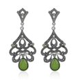 thumbnail image 2 of Pendientes largos de cristal con forma de flor bohemia a la moda para mujer, joyería en forma de V, azul, 2 of 4