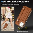 thumbnail image 7 of Allytech Slim Case for iPhone 15 with Portable Wristband & Card Slots, Premium PU Leather Kickstand Shockproof Drop Protection Anti-Scratch Case for Women Men - Brown, 7 of 7